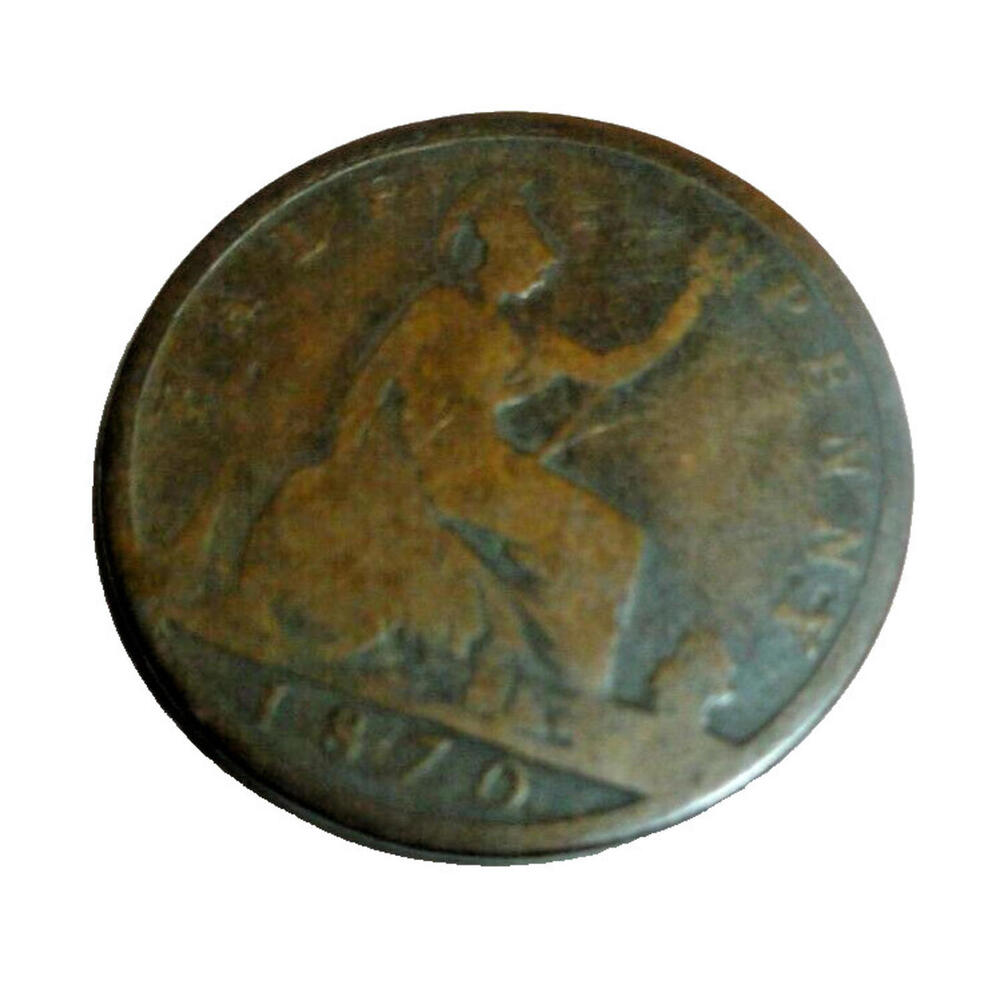 1870 Queen Victoria Half Penny Token Success to the Fisheries Speed the Plough